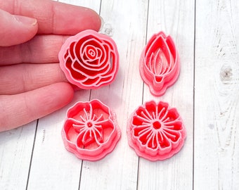 Spring Blossom Flower Cutters Polymer Clay 3D Printed Detailed Imprints