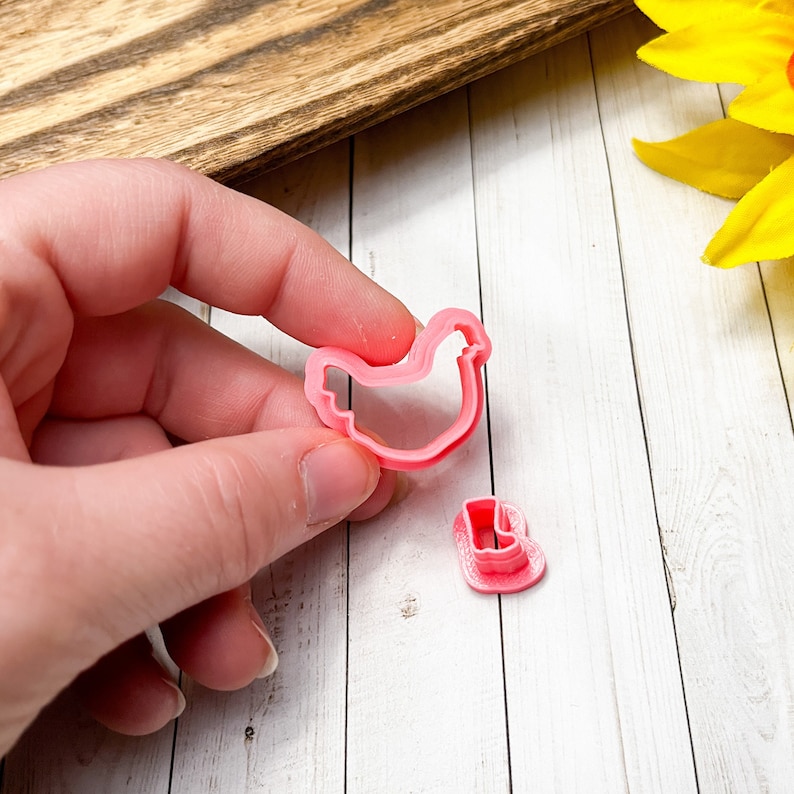 Chicken with Boots Cutters Polymer Clay 3D Printed SET OF TWO Cutters image 1