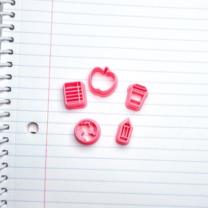 Set de sementales de regreso a la escuela con cortador de huellas de arcilla polimérica impreso en 3D