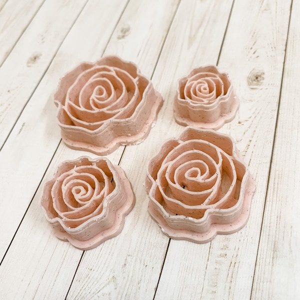 Fancy Rose with Imprinted Petals Cutter Polymer Clay 3D Printed