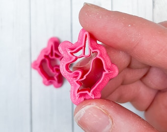 Whimsical Unicorn Stud Mini Cutters (Mirrored Set) Polymer Clay 3D Printed Detailed Imprints