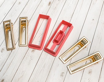 Rectangular Barrette Hair Clip Cutter Set and Blanks Polymer Clay 3D Printed
