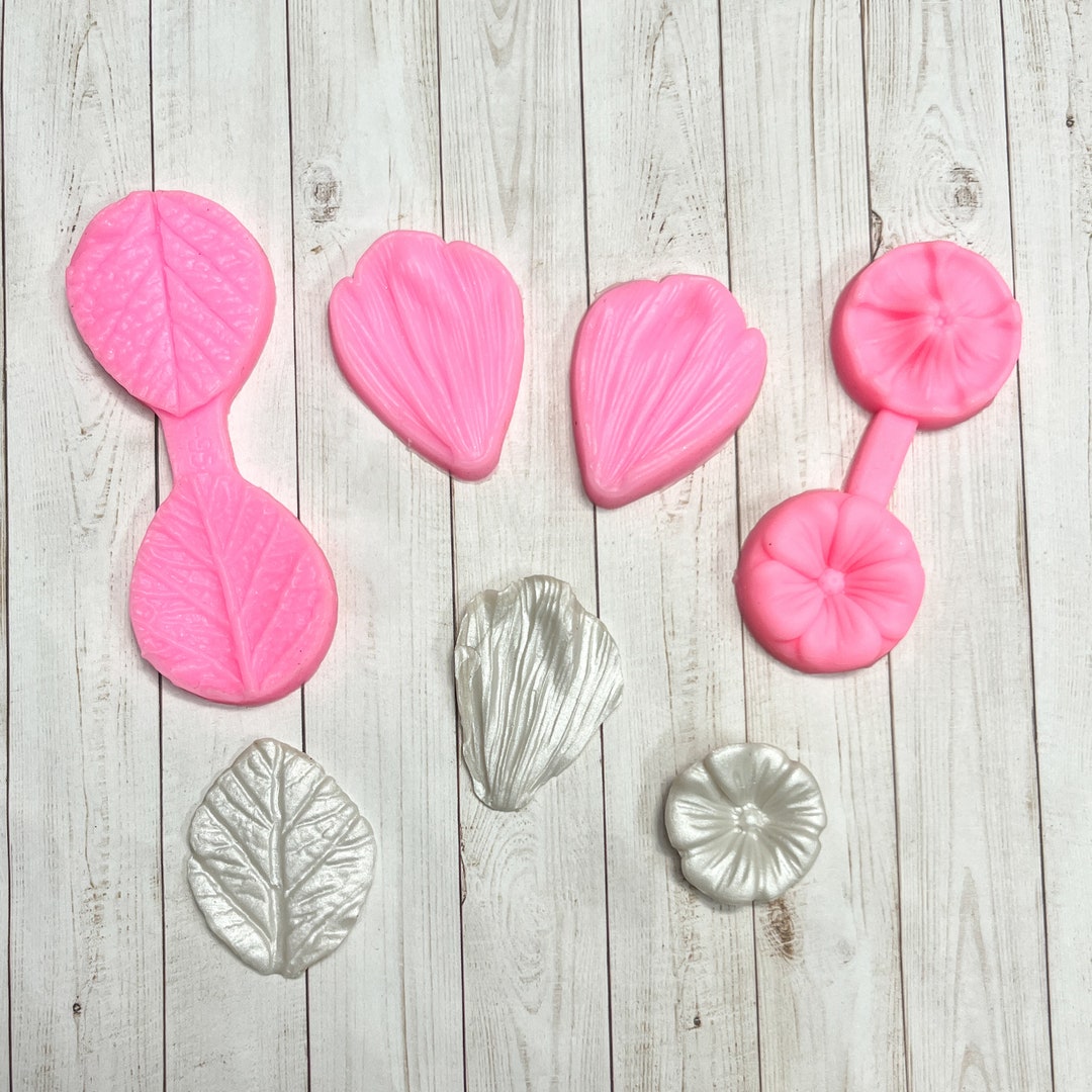 Set of Three Petal Flower Veiner Texture Press Molds for Polymer Clay