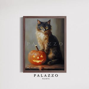 Cat Painting, Gothic Cat, oil painting, halloween prints, vintage prints, digital download | Digital Prints