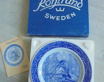 Vintage 1977 “Fars Dag” Collector Plate – Rörstrand Sweden – Original Box & Insert