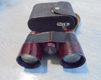 Soviet Opera Glasses 4x Moscow 1980 Olympics Vintage Binoculars USSR Burgundy Theater Glasses