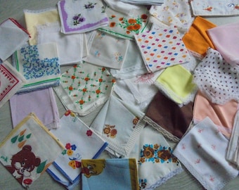 59 Vintage Wedding Handkerchiefs – Traditional Bulgarian Bridal Hankies, Floral Cotton