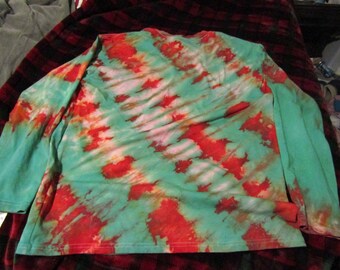 Ugly Christmas Sweater, Private Thinking xxl, tie dye, red, green, diagonal