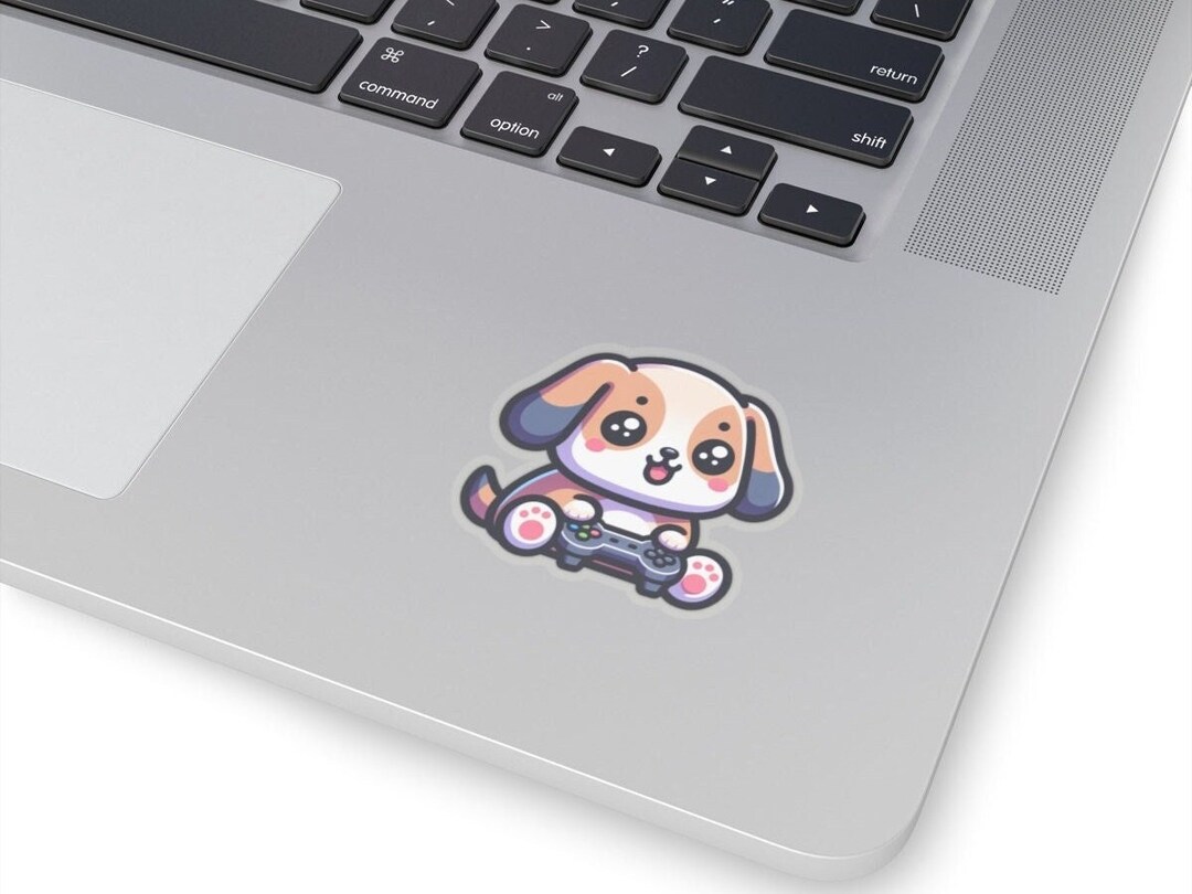 Computer Dog Sticker Cute Dog Playing Video Games Sticker Adorable Gamer Pup, Perfect for ...