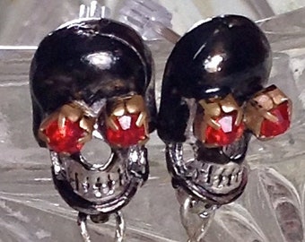 Lilygrace Red, Black and Green Calavera Tassel Beaded Earrings