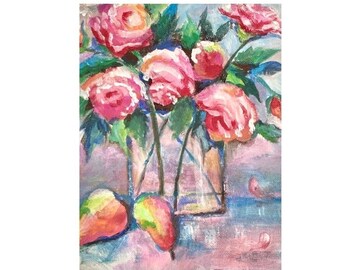 Lilygrace Painting - Roses and Pears Acrylic on Canvas 2023