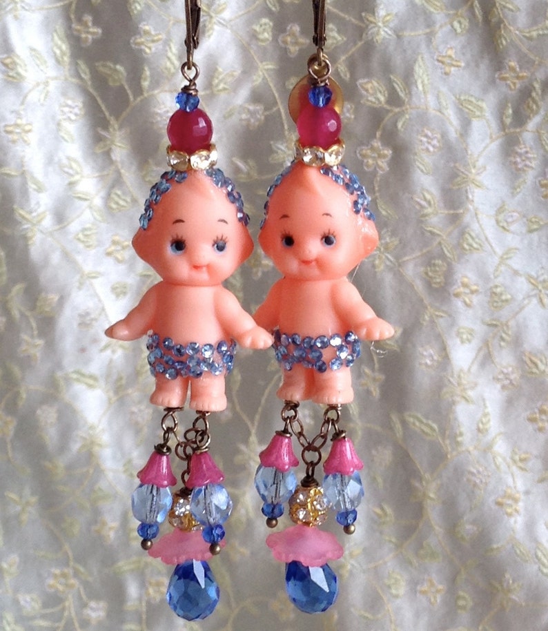 Lilygrace Pink and Blue Vintage Kewpie Doll Earrings with Etsy