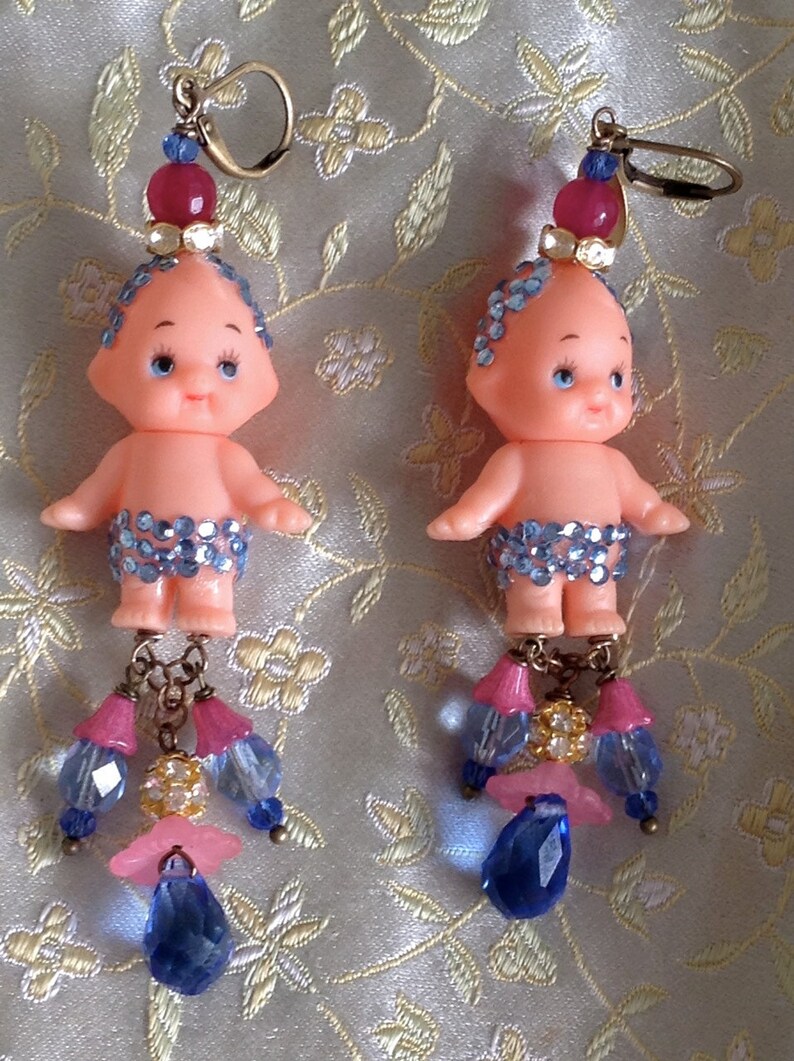 Lilygrace Pink and Blue Vintage Kewpie Doll Earrings with Etsy