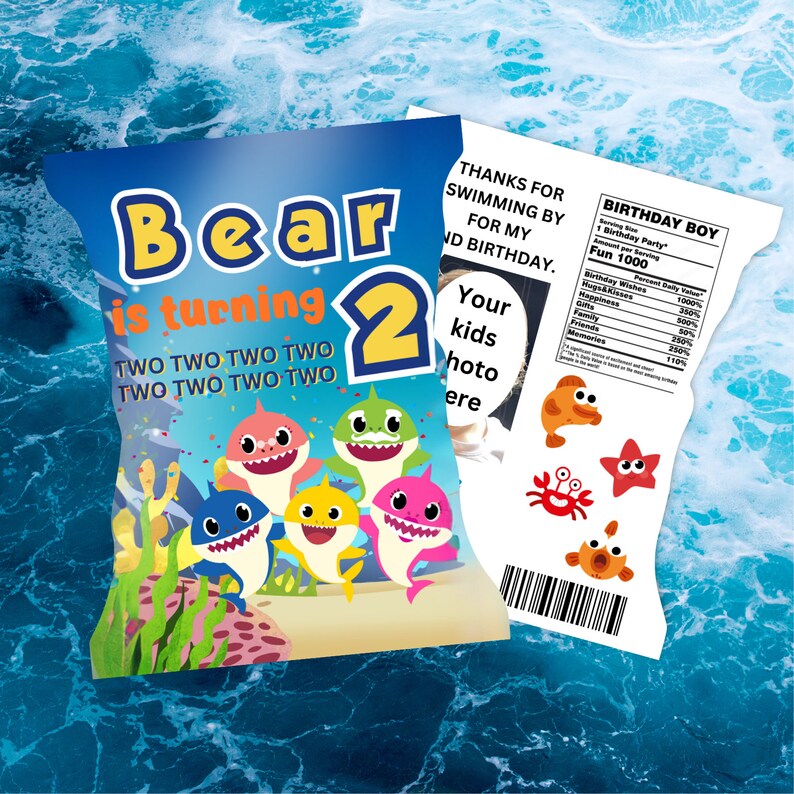 Baby Shark Chip Bags, Chip Bag Labels, Party Supplies, Chip Bags, Chip ...