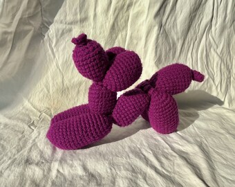 Handmade Unique Gift | Electric Purple Crochet Collectible Plushie  Balloon Animal DOG Amigurumi | PHYSICAL ITEM |CrochetNonsenseLab