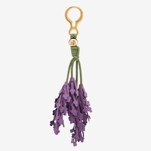Lavender Leather Bag Charm – Handmade Genuine Cowhide Keychain, Elegant Floral Purse Accessory, Creative keychain, Personalized gift