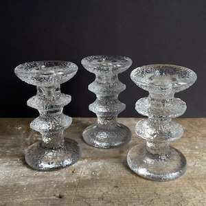 Set IITTALA Festivo Candle Holders - 2 Ring Candle Holders - Timo Sarpaneva - Vintage- Crystal - Candlesticks - Scandinavian Glass