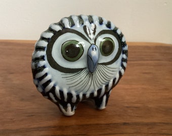 Ken Edwards Mexico Owl Figurine - Hand Painted - Collectible Owl - Mexican Folk Art Pottery - Vintage Owl - Signed KE Mexico