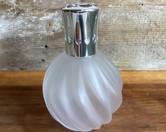 Lampe Berger Paris - Vetro smerigliato - Vintage - Lampada diffusore - Parte superiore argentata - Lampada a catalisi - Diffusore di fragranze