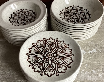 Blitons Tableware Ironstone - Speckleware - Brown Flowers - Mid Century Table _ Rare Pattern - Staffordshire England - Bowls - Plates