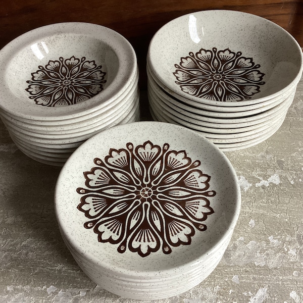 Bilton’s Staffordshire Ironstone - Tableware  - Speckleware - Brown Flowers - Celtic - Delilah - Staffordshire England - Bowls - Plates