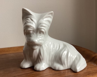 Naaman Israel - Dog - Terrier - Schnauzer - Vintage White Porcelain Dog Figurine _ Rare