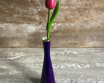 Lindner Echt Cobalt Flower Vase - Kueps Bavaria - Made in Germany - Wazon w kolorze niebieskim i złotym - Solifleur - Mały niebieski wazon - Złota krawędź