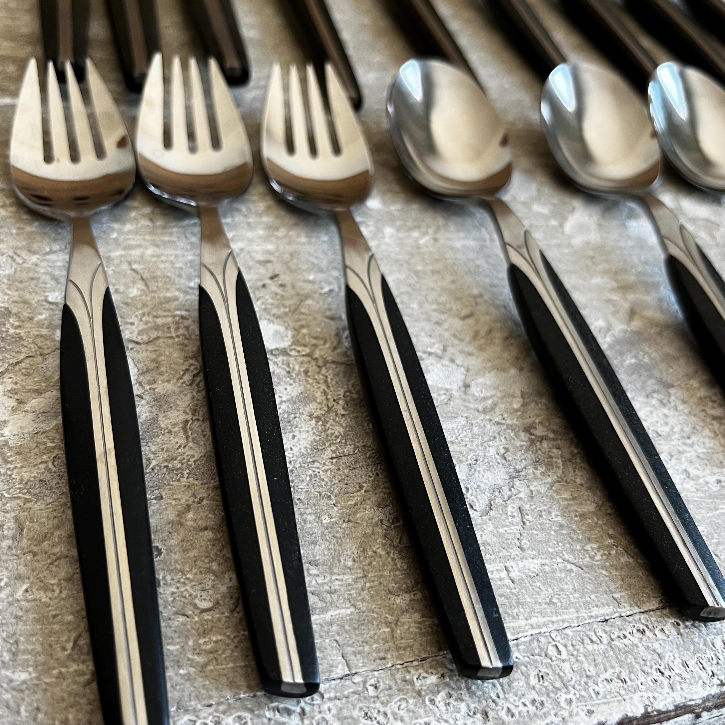 【純銀ハンドル】キングスパターンのサーバーナイフ 1971年 ケース Cutlery by Cosmos - Black Handle - Pattern CSM1 - Stainless