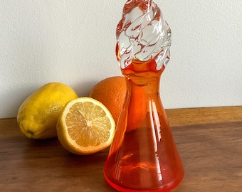Lemon Reamer - Signed Art Glass - Annie Michaud - Blown Glass - Studio Art Glass - - Juicer - Orange Flame Reamer - Vintage Montreal
