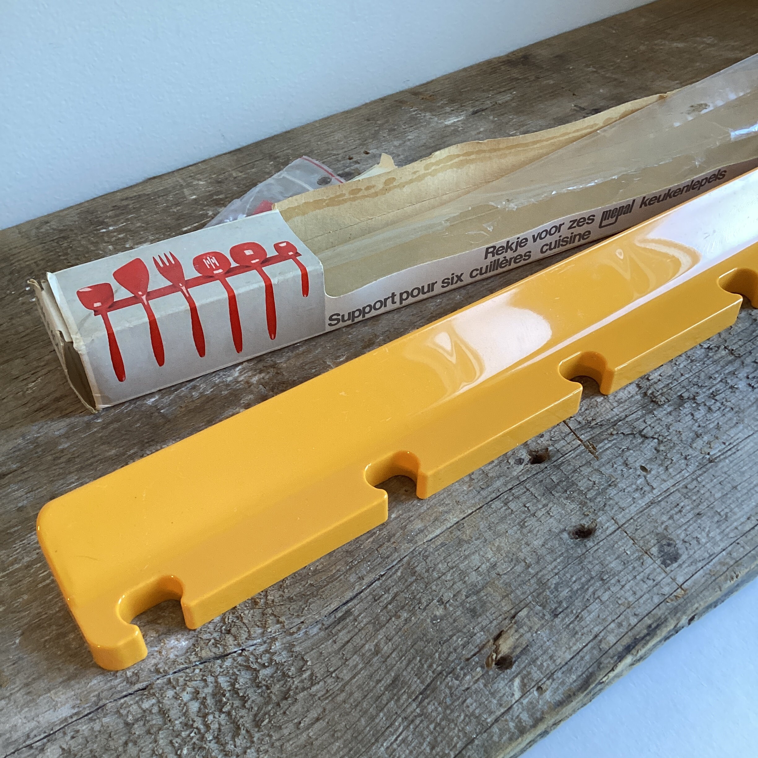 Rosti Utensil Holder - Wall Mounted Spoon Rack - Mepal Utensil Rack - Vintage Kitchen - Yellow Utensils - Rosti Utensils - Rosti Kitchen