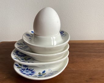 Figgjo Lotte - Egg Cups - Norway - Stavangerflint - Turi Design - Scandinavian - Flowers - Set of 4 - Blue and White