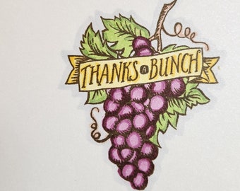 Thanks a Bunch Thank You Card with Grapes on Shimmer Paper