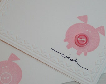 Button Buddies Pig Wish Card