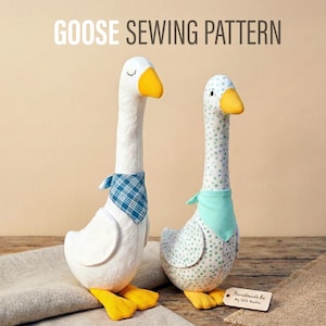 Goose Sewing Pattern + Video Tutorial, For Beginners, Goose Soft Toy Pattern, Plush Goose, Duck Sewing Pattern, Stuffed Animal