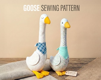 Goose Sewing Pattern + Video Tutorial, For Beginners, Goose Soft Toy Pattern, Plush Goose, Duck Sewing Pattern, Stuffed Animal