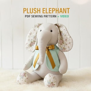 Patron de couture éléphant et tutoriel étape par étape, peluche éléphant, modèle de couture animal, modèle peluche, modèle peluche