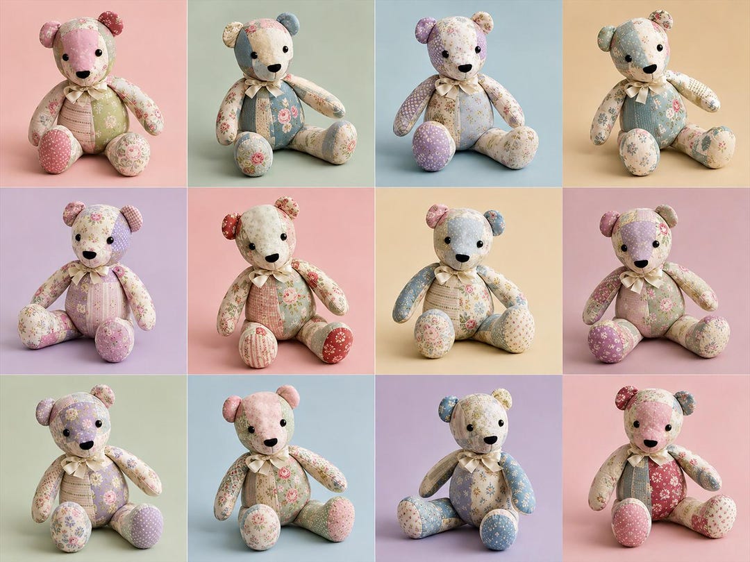 Memory Bear Sewing Pattern, Patchwork Bear With Video Tutorial - Etsy