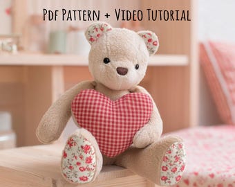 Memory Bear Sewing Pattern – DIY Teddy Bear with Heart (PDF Pattern)