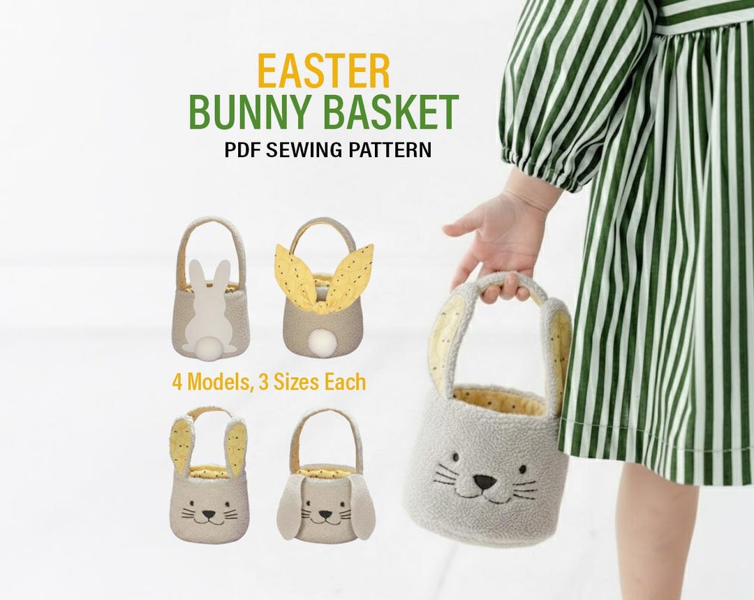 Bunny Easter Basket Sewing Pattern, 3 Sizes (PDF Pattern) - Etsy
