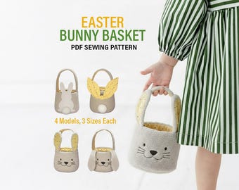 Bunny Easter Basket Sewing Pattern, 3 Sizes (PDF Pattern)