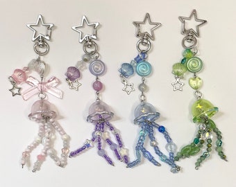 jellyfish keychains, handmade keychain ocean accessories, handmade gifts, gifts for family gifts for friends