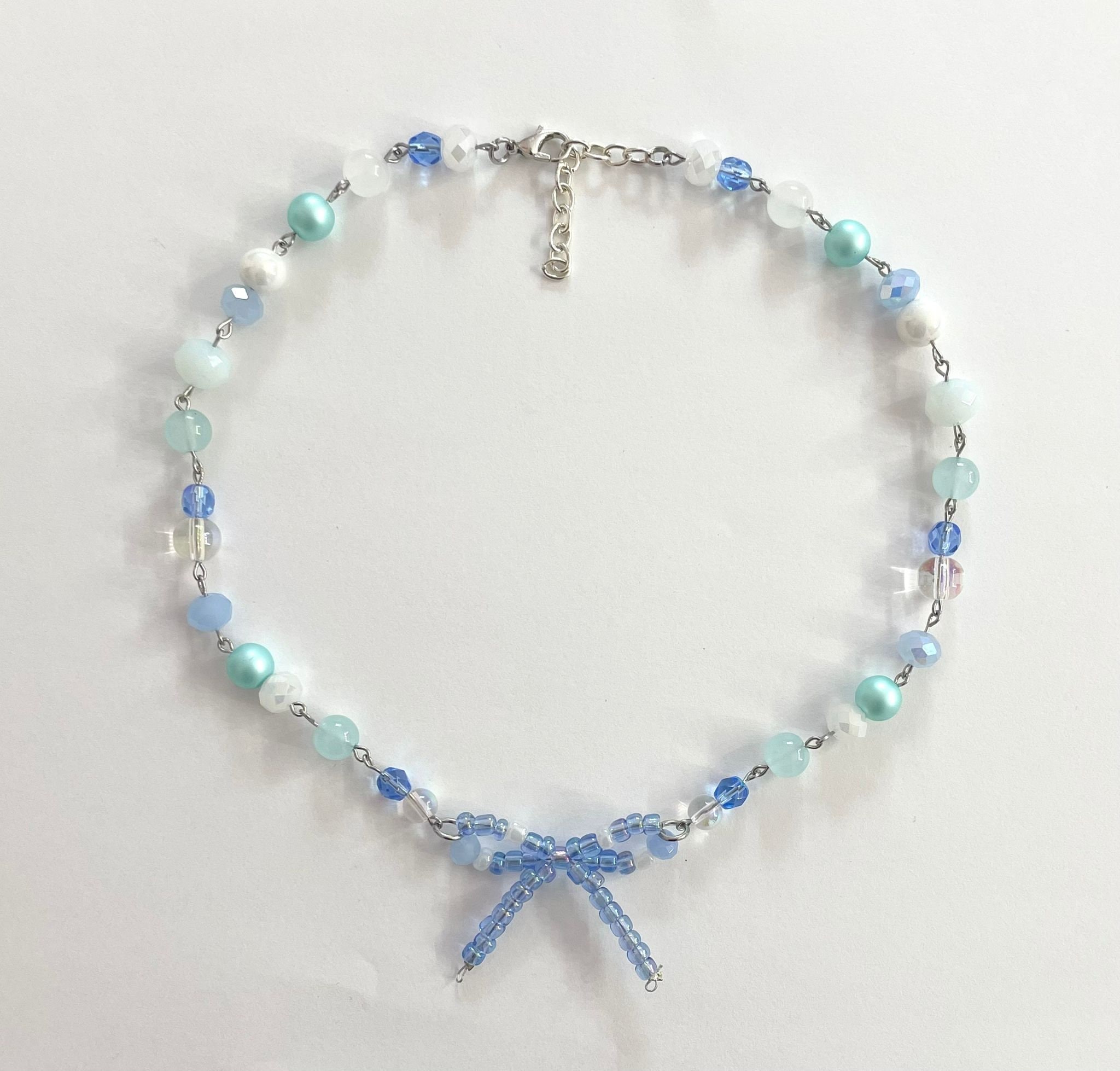 Blue Bow Hanging Neck Two Piece Set main image 0
