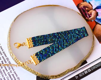 Pulsera de cuentas azules, pulsera de cuentas para mujer, pulseras ajustables, pulsera hecha a mano, pulsera brillante, regalo de cumpleaños, pulsera fina