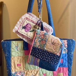 Quilted Tote Bag Gift Set: Appliqué Floral Purse & Journal