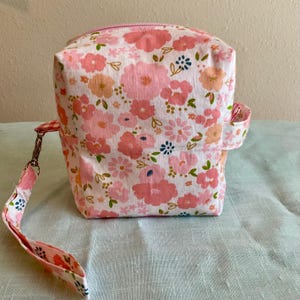 100% Handmade Cotton Floral Pinks Quilted Boxy Pouch | Zipper Bag | Unique Gift | Make-Up Bag | Boxy Bag | Travel Bag | Various Sizes
