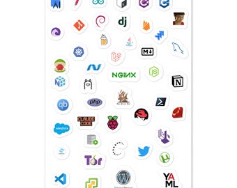 Developer Tech Stack Stickers, Programmer Laptop Decals, Coding Tools Vinyl Pack