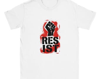 RESIST T-Shirt, Activism Apparel, Fist Graphic, Stencil Street Art Tee