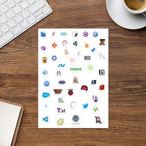 Developer Tech Stack Stickers, Programmer Laptop Decals, Coding Tools Vinyl Pack