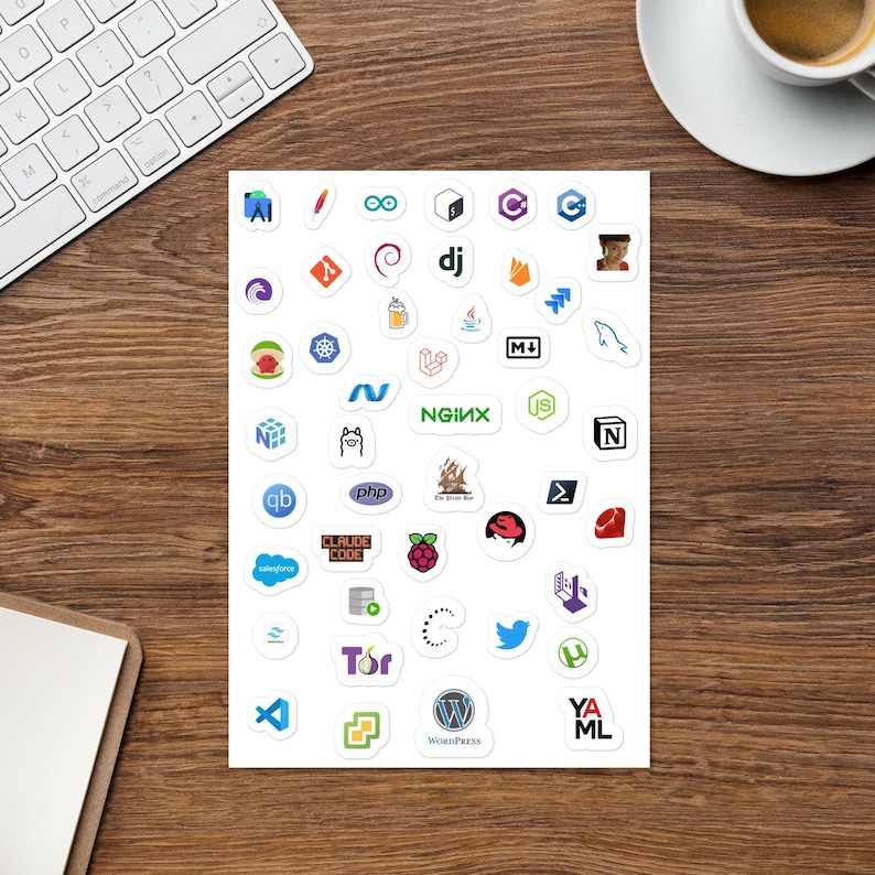 Developer & Tech Logo Sticker Pack, Programmer Laptop Stickers, Coding Tools Decals, GitHub DevOps Engineer Gift, Tech Stack Sticker Sheet