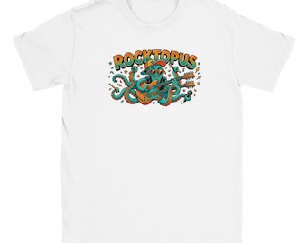 Rocktopus Octopus Playing Guitar T-Shirt, Pun Musician Sea Creature Tee